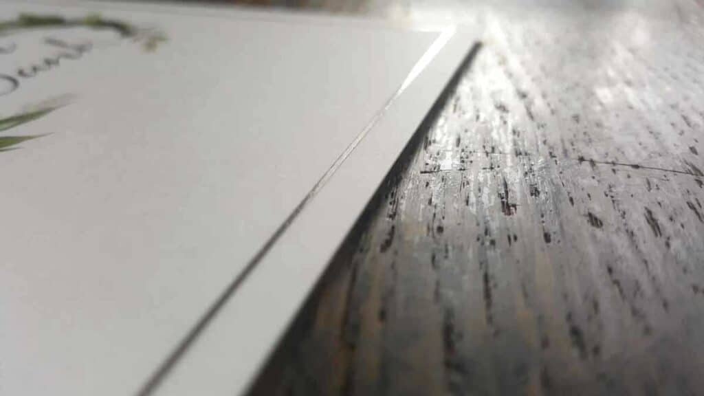 a close up of a white paper